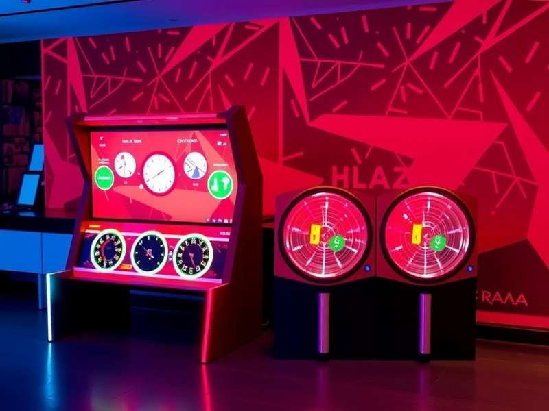 Laser tag arena with futuristic lighting